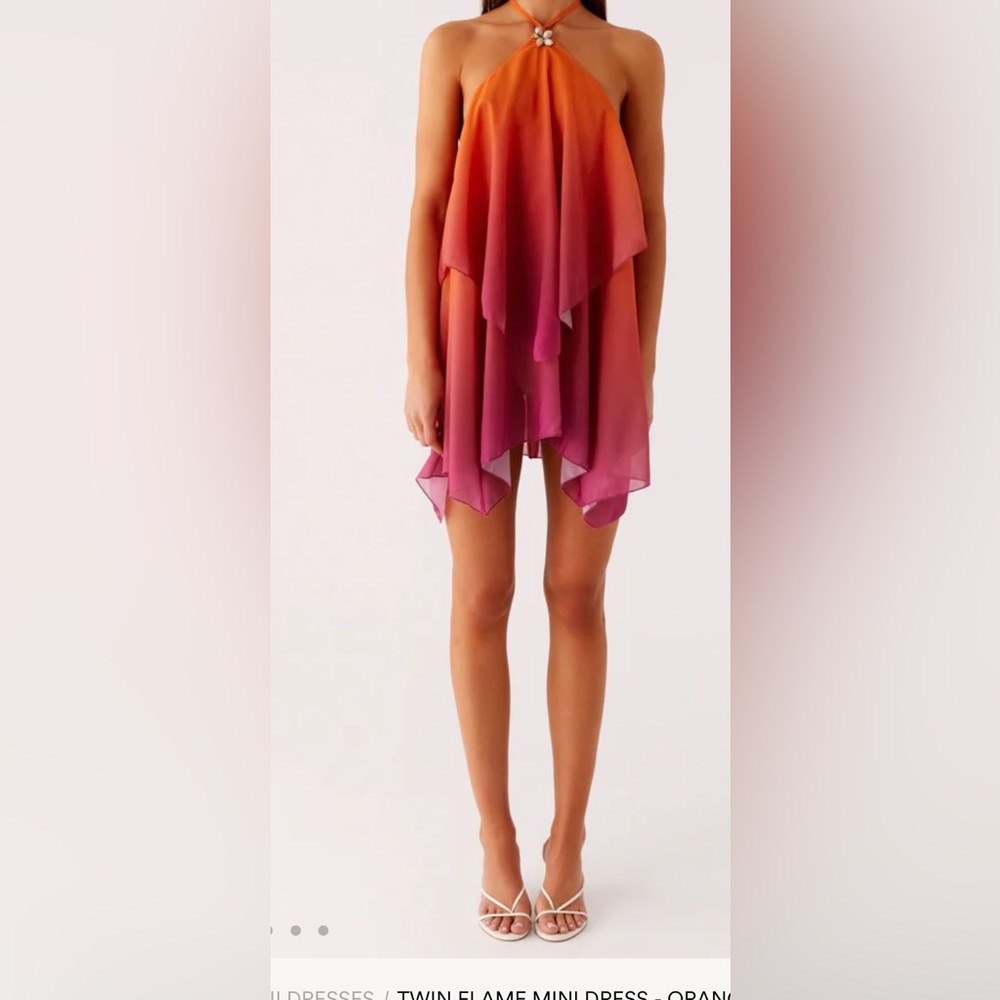 Peppermayo Vibrant Pink and Orange Asymmetrical Dress, Size S, New with Tags
